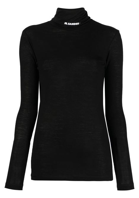 Black funnel-neck long-sleeve top - JIL SANDER women